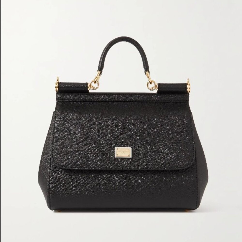 Dolce & Gabbana Maxi Sicily Bag in Black Dauphine Leather
